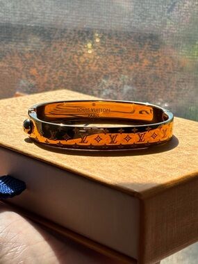 Louis Vuitton Nanogram Cuff, Bangle, Bracelet, Gold Tone Metal, Size Small.